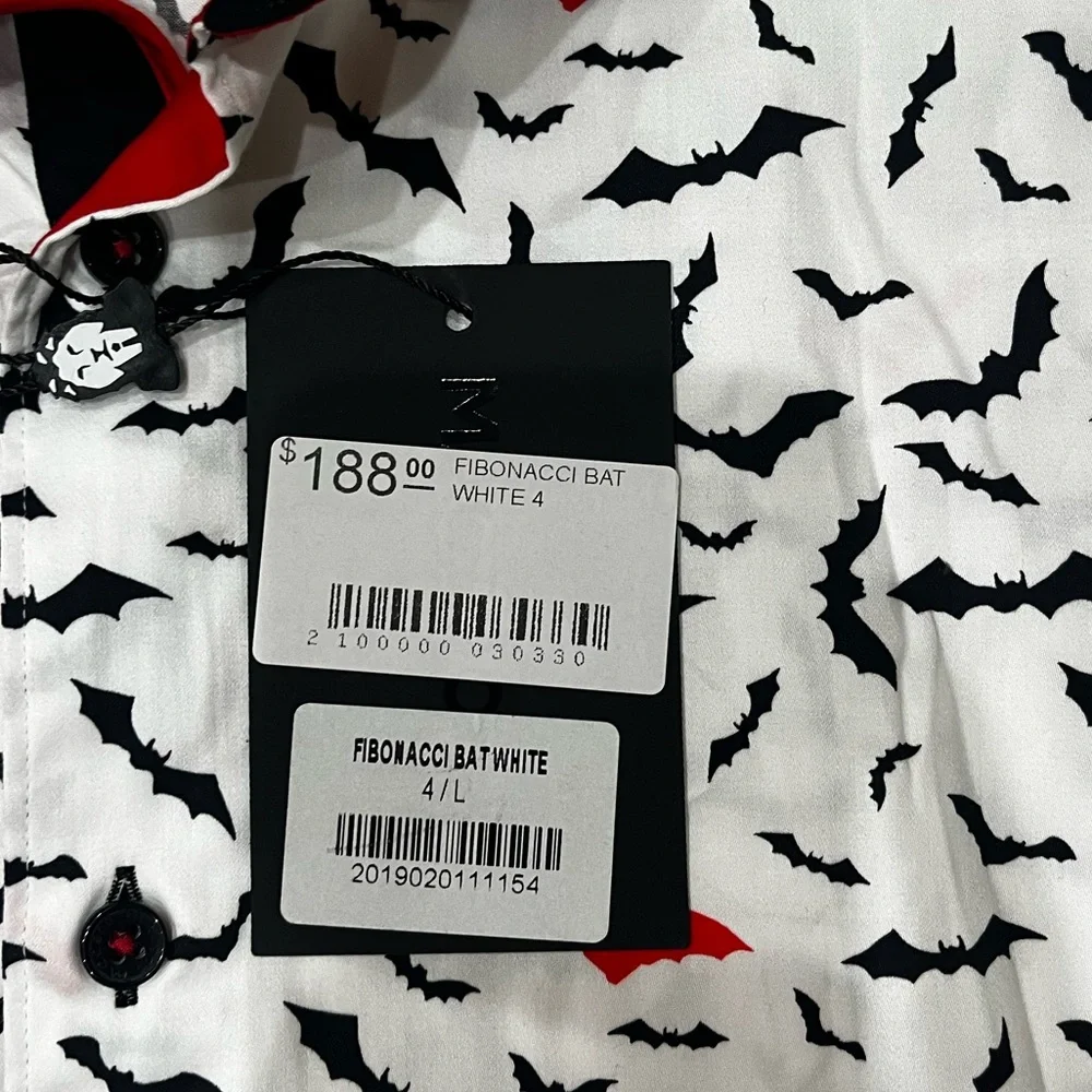 *NEW* MacZoo Long Sleeve Button Up Shirt (Red/Black Bat Print) (Size L) - Picture 5 of 5